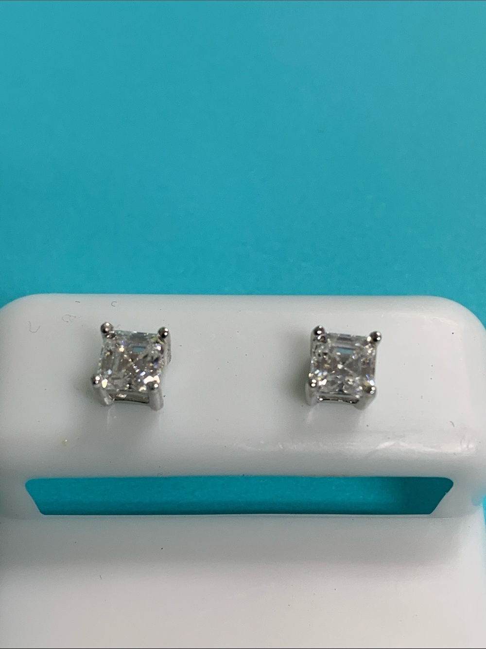 Moissanite Classic Square-Cut Stud Earrings in Sterling Silver